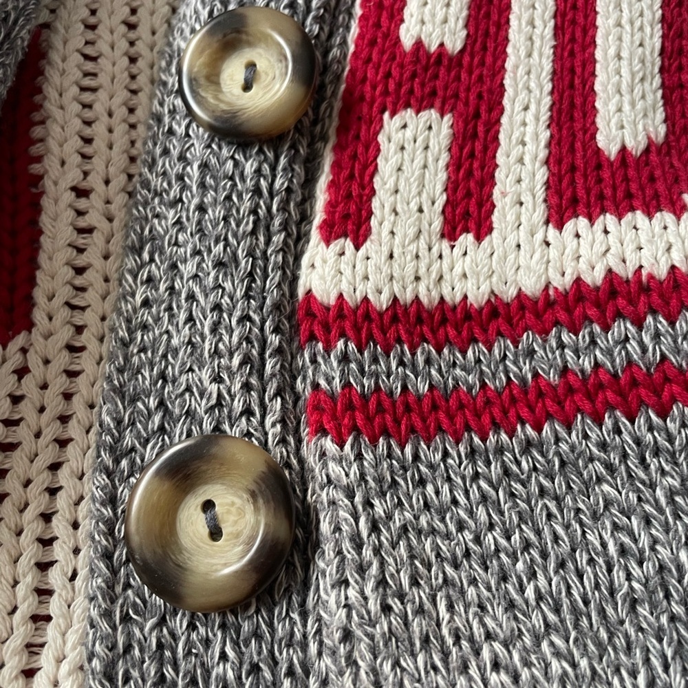 Silver Icing Cotton Country Gray and Red Women's Canadian Cardigan - Picture 6 of 7